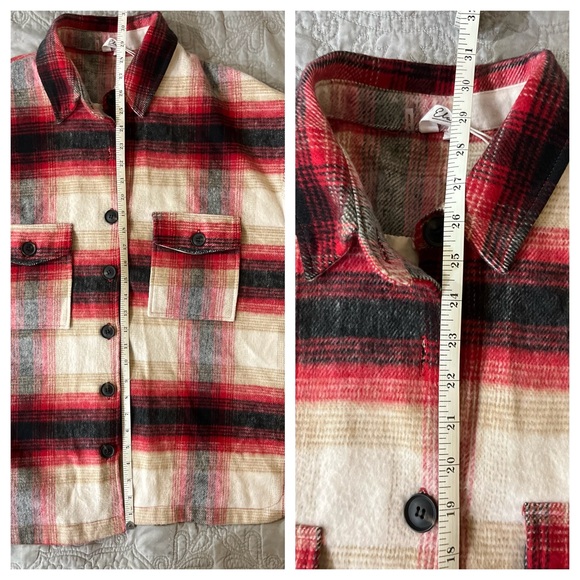 Elan Riley Plaid Jacket Red Black Cream Button Front Size L - Picture 11 of 11